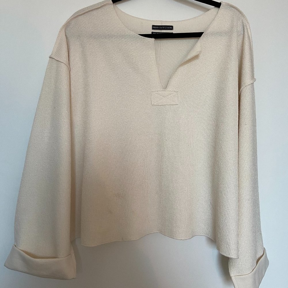 Cream Cuffed Women's Top